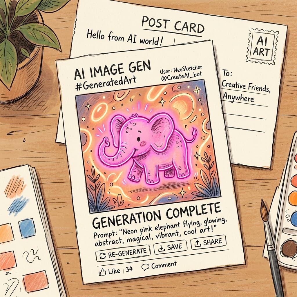 Generic AI elephant graphic post mockup